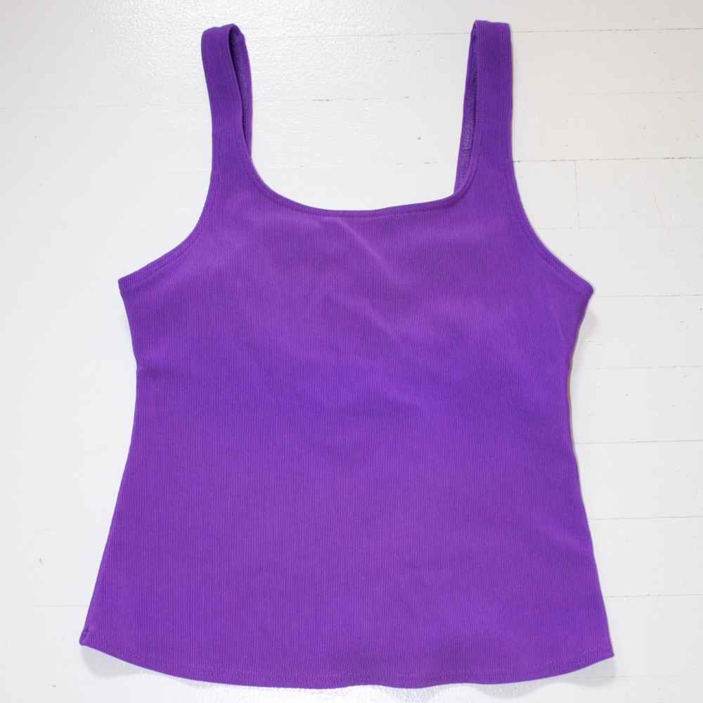 90s Vintage Lands End Purple Rib Knit Swim Tank